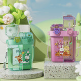 Summer Cartoon Double Drink Cup With Straw